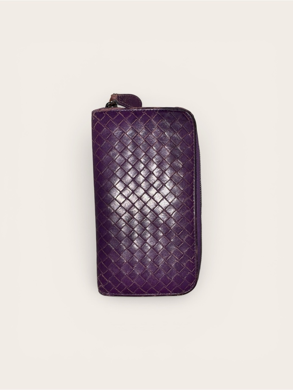 Bottega Veneta Purple Woven Zip-Around Wallet